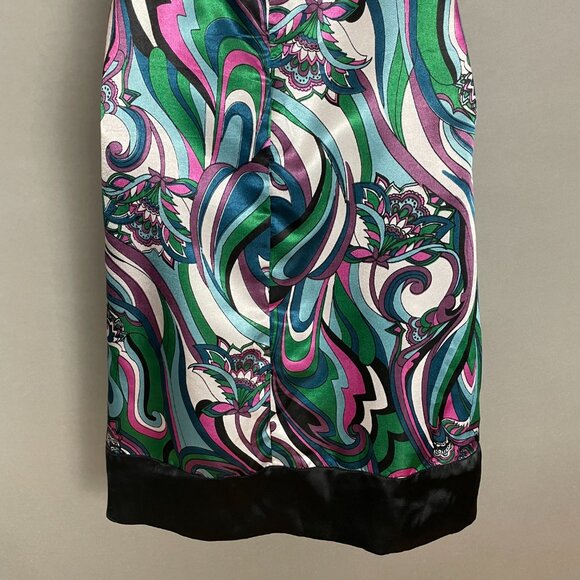 Vintage Y2K Dress Retro Print Flower Power V-Neck Mini A-Line Sleeveless Black - Picture 7 of 13